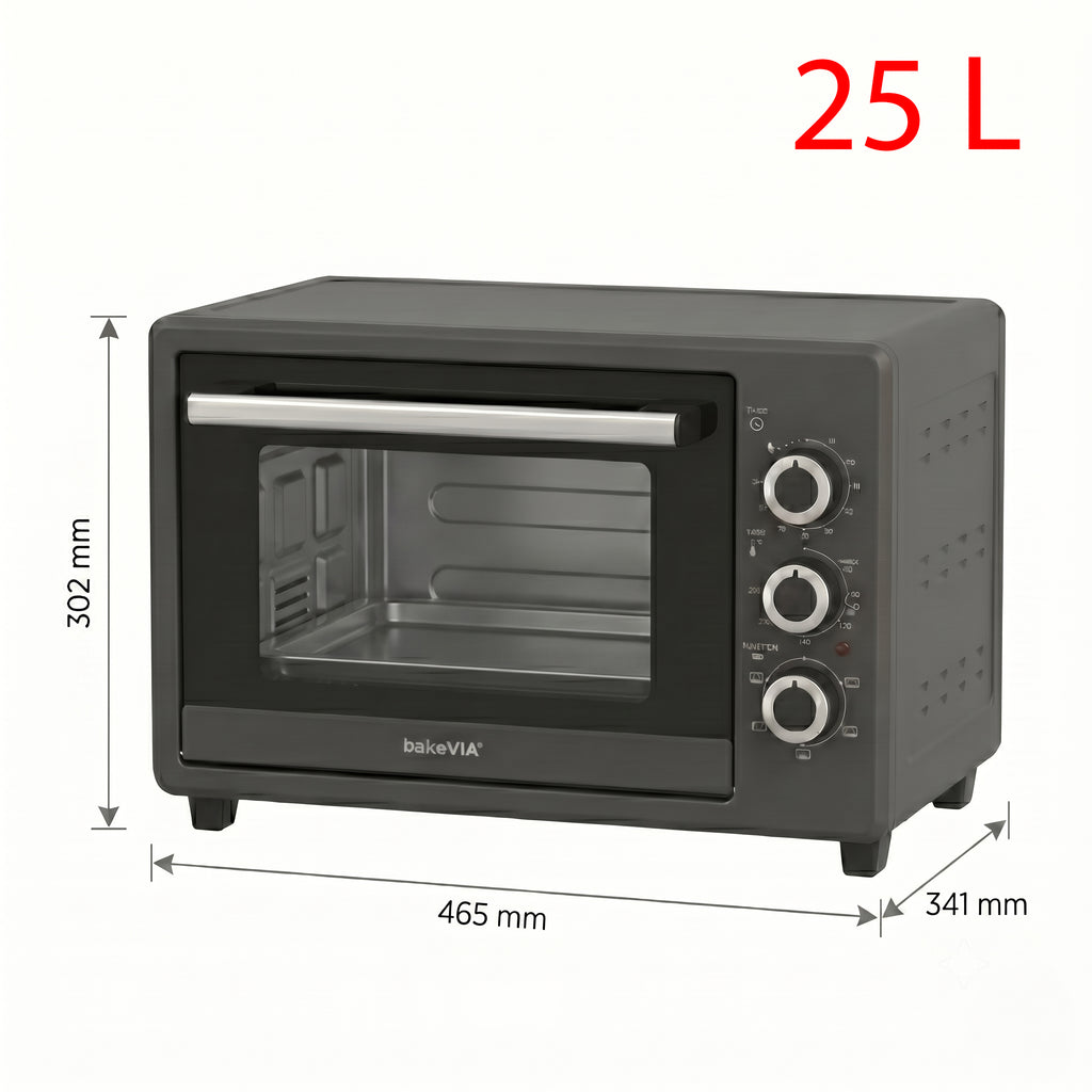 bakeVIA Minibackofen 25 L – Kompakt mit Umluft & Grill