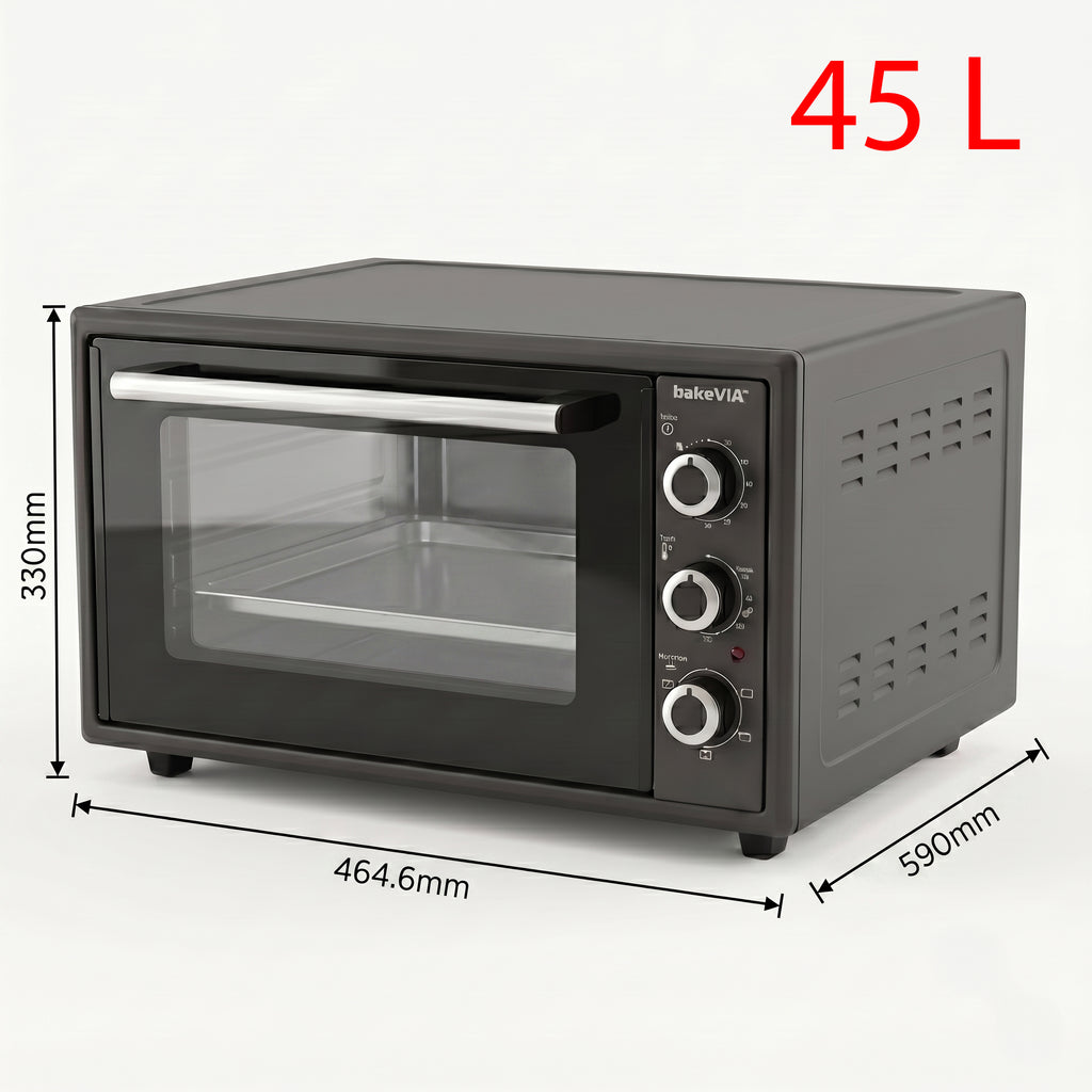 bakeVIA Mini-Oven 45 L – Grote heteluchtoven, volledig geëmailleerd
