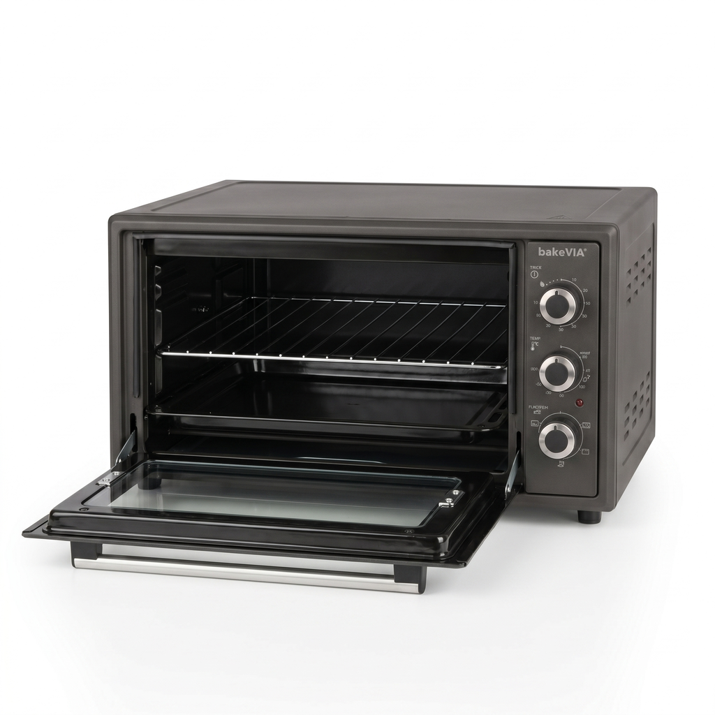 bakeVIA Mini-Oven 45 L – Grote heteluchtoven, volledig geëmailleerd