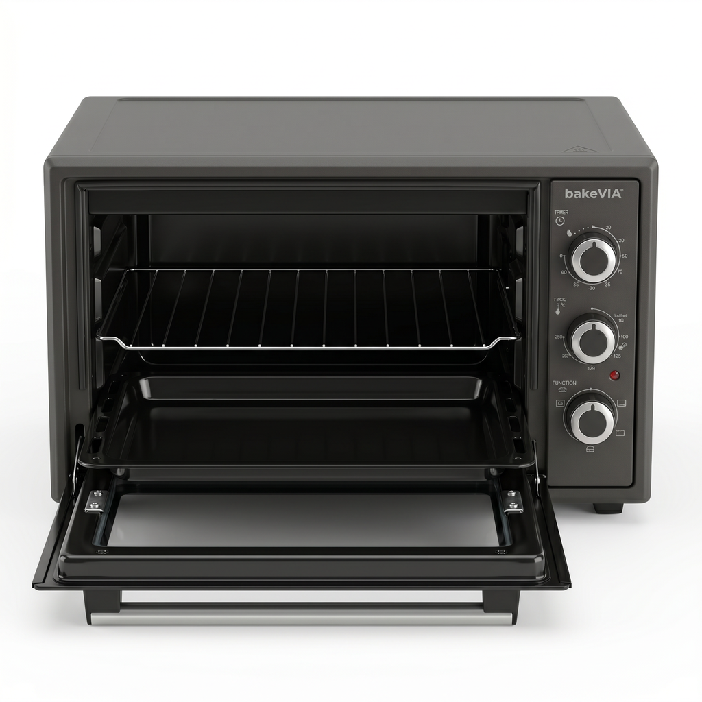 bakeVIA Mini-Oven 45 L – Grote heteluchtoven, volledig geëmailleerd