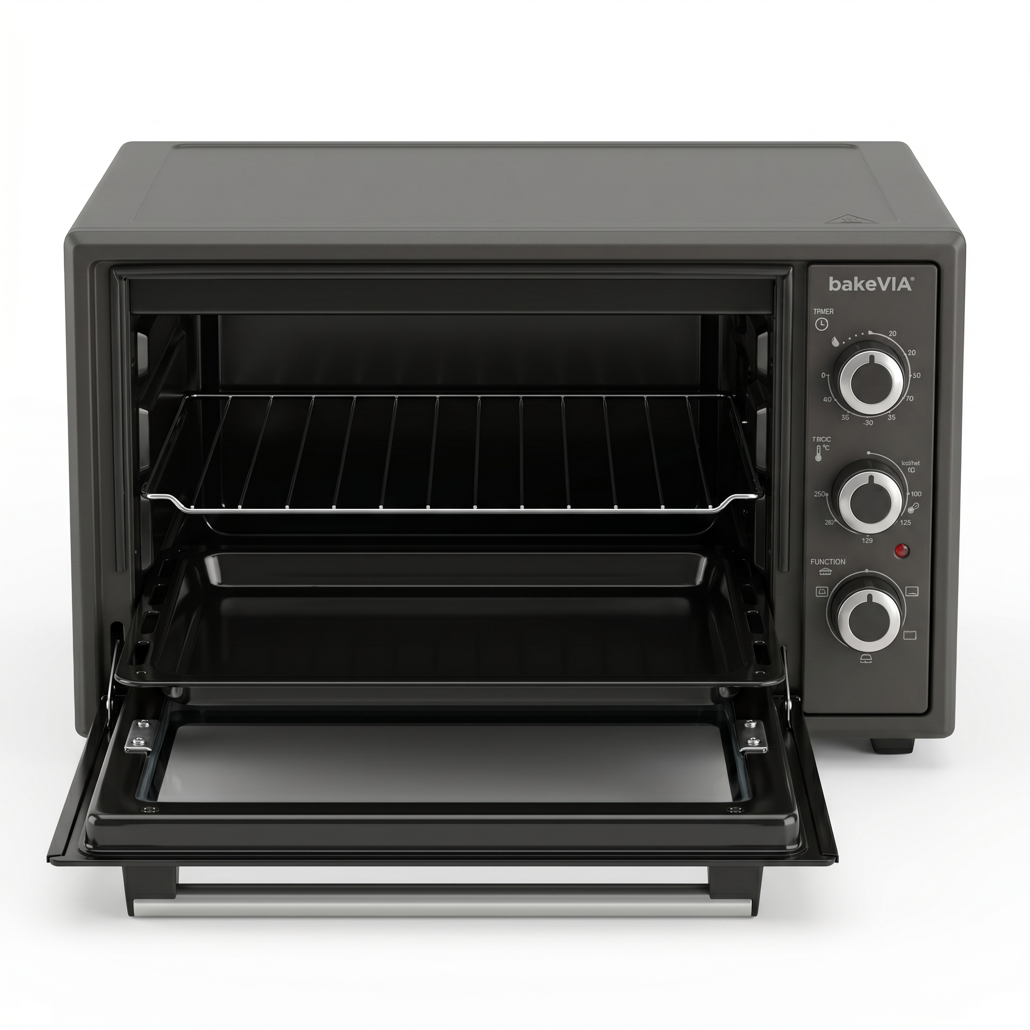 bakeVIA Mini-Oven 45 L – Grote heteluchtoven, volledig geëmailleerd