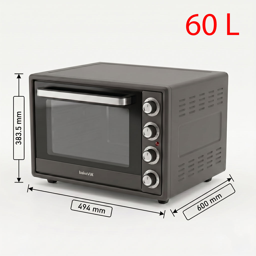 bakeVIA Mini-Oven 60 L – Met draaispit & 6 standen