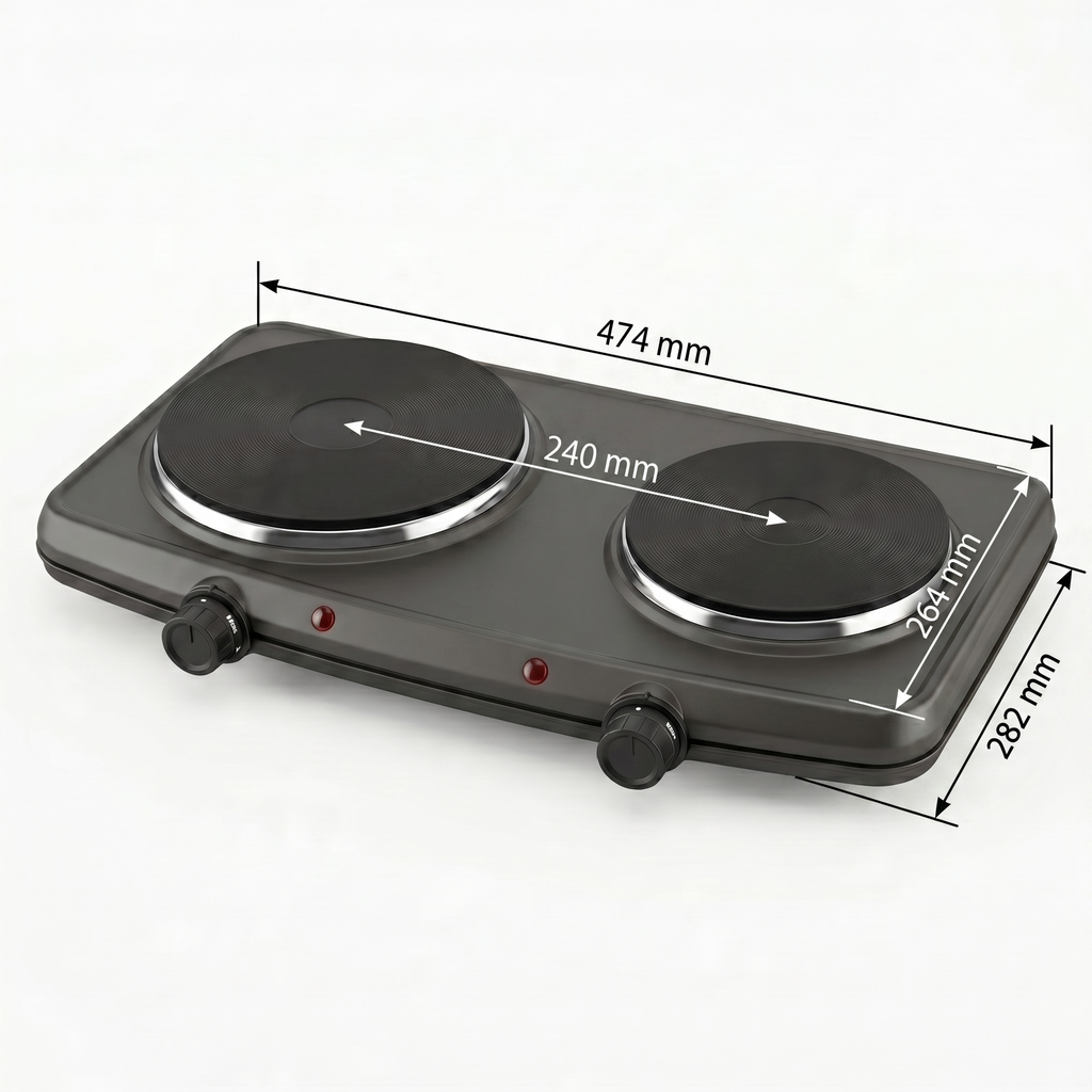 bakeVIA Double plaque de cuisson 2500 W – 2 zones, réglables indépendamment